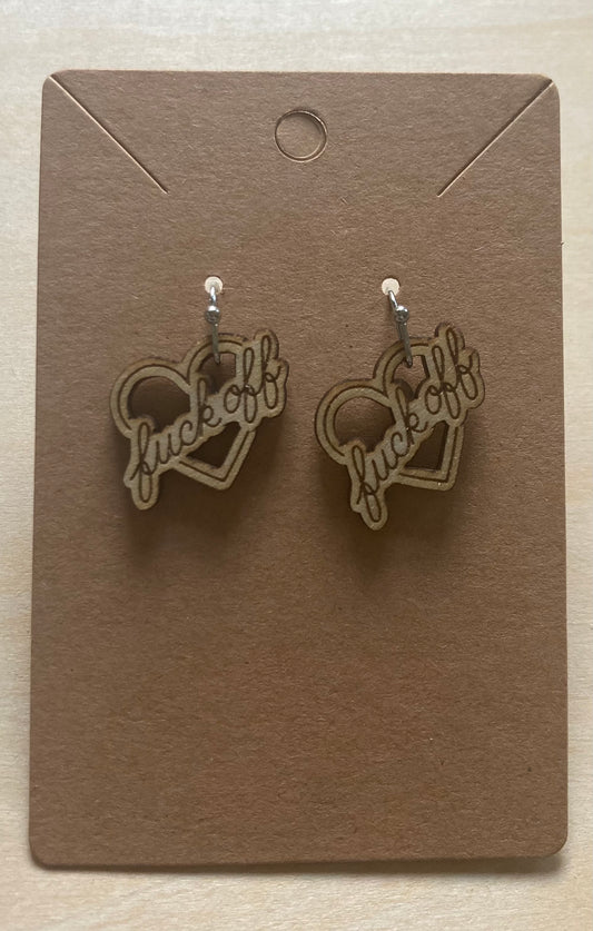 Fuck Off Heart Earrings